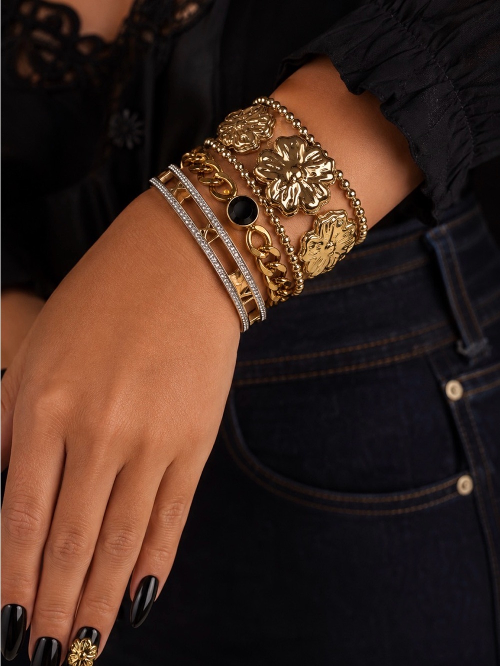 18k Gold Plated Water Resistant Tarnish Free, Three Women’s Bracelets